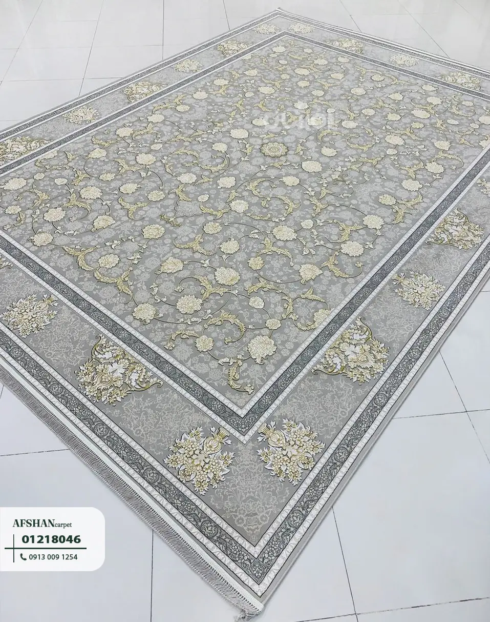 فرش 1200 شانه گل برجسته طرح زرگل کد 01218046 هلن