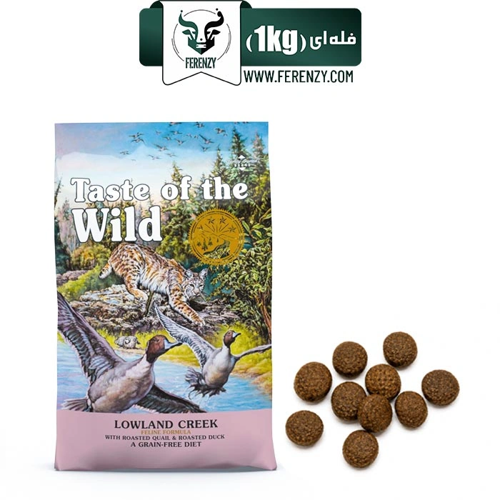 غذای خشک گربه بالغ تیست آف د وایلد طعم اردک و بلدرچین کبابی وزن 1 کیلوگرم (فله ای) Taste of the Wild Lowland Creek