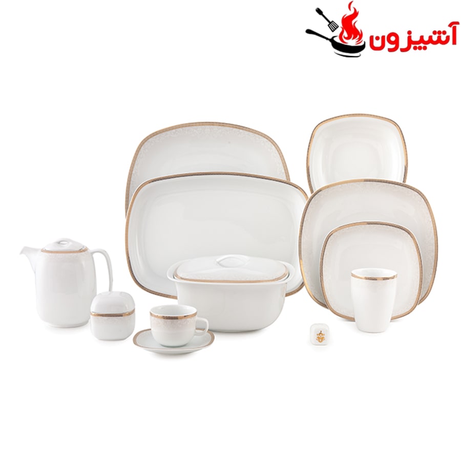 سرویس 98 پارچه 12 نفره طرح ریوا طلایی