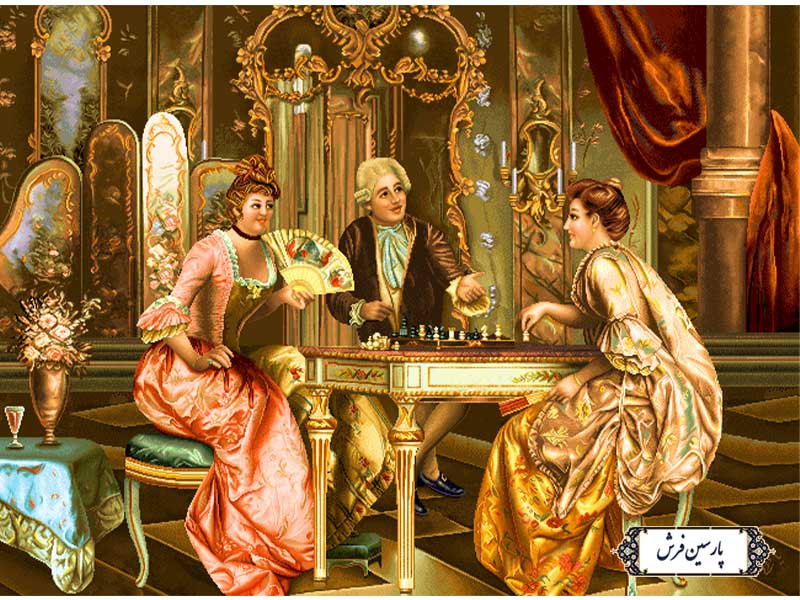 نخ و نقشه تابلو فرش طرح شطرنج باز - کد NF2347