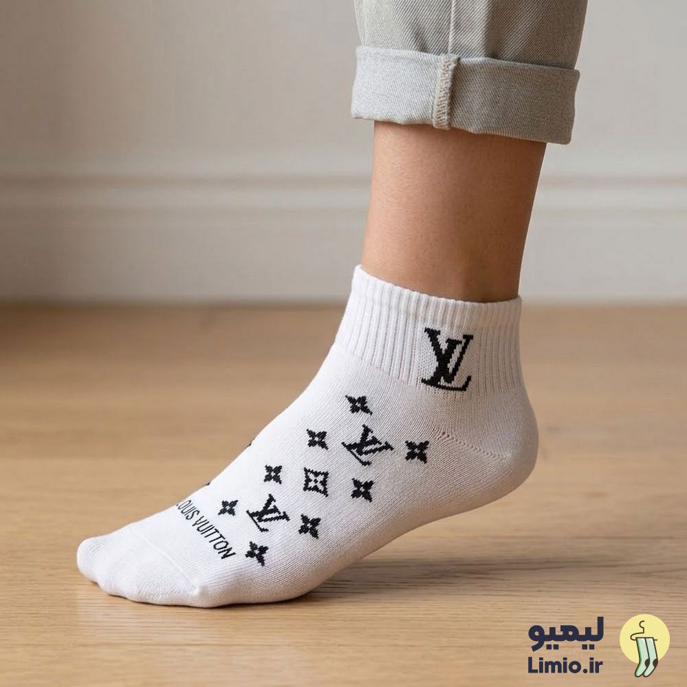 جوراب مچی فانتزی زنانه طرح لویی ویتون نخ پنبه خارجی کد 118