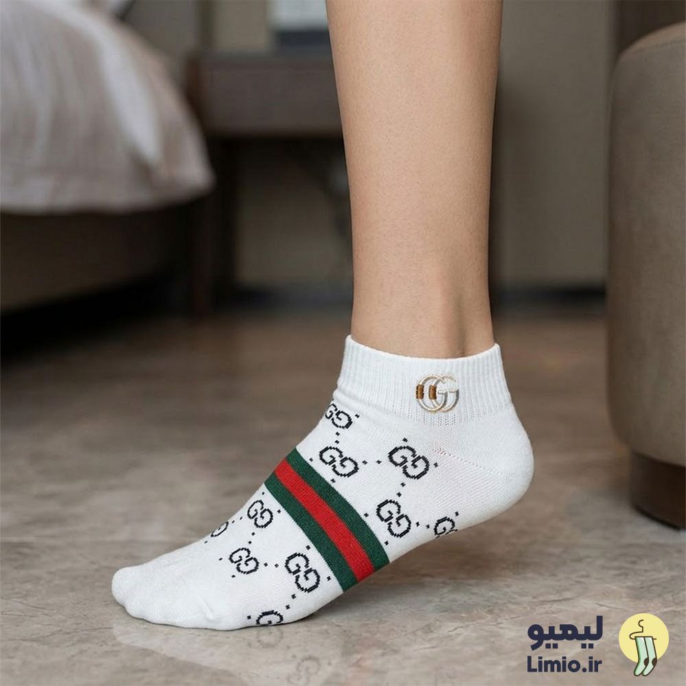 جوراب مچی فانتزی زنانه طرح گوچی نخ پنبه خارجی کد 122