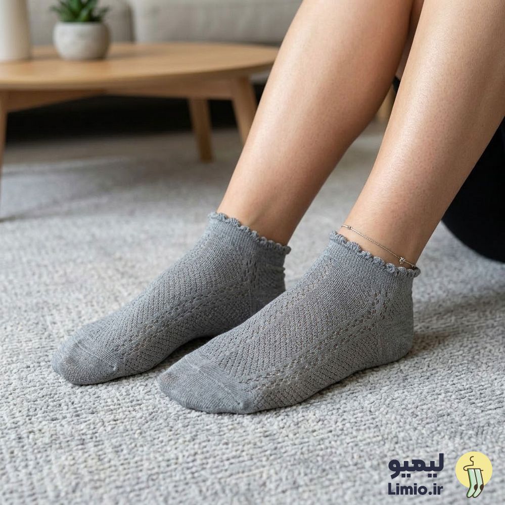 جوراب مچی زنانه طرح سوزنی نخ پنبه خارجی کد 127