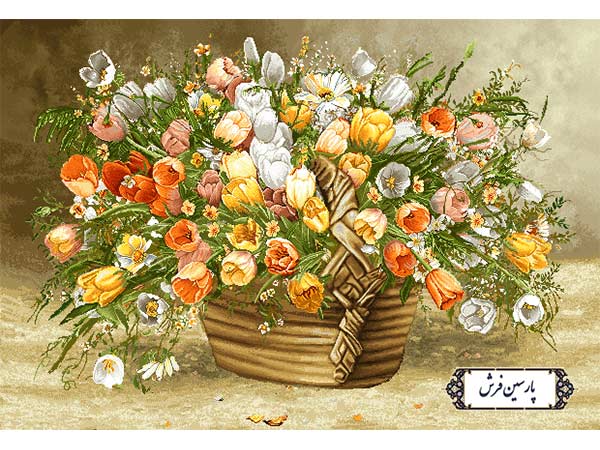 نخ و نقشه تابلو فرش طرح سبد گل ها - کد NG1629