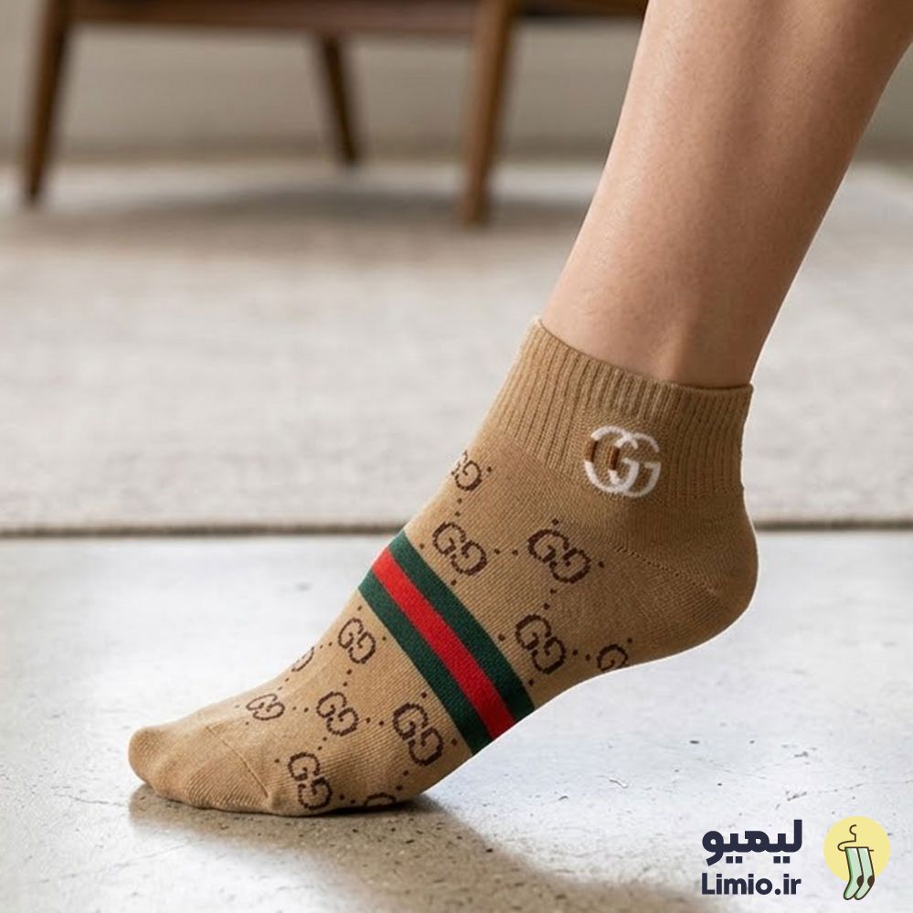 جوراب مچی فانتزی زنانه طرح گوچی نخ پنبه خارجی کد 124