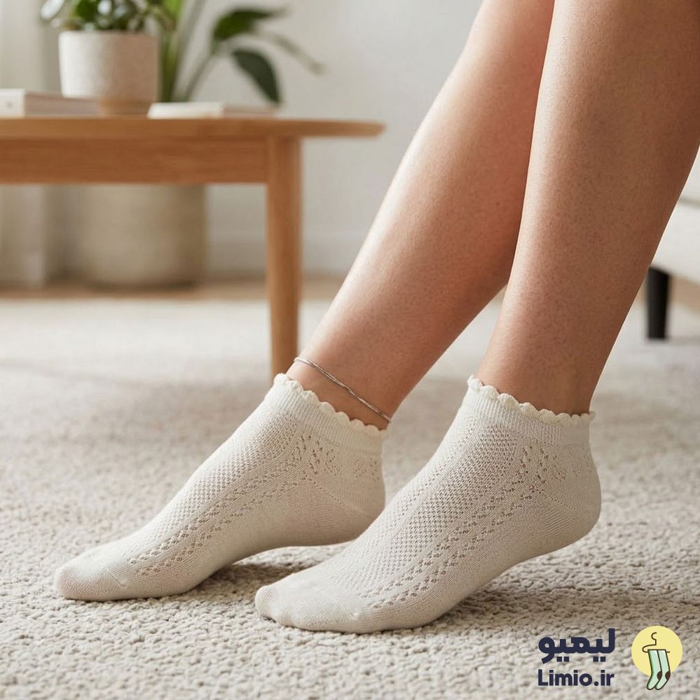 جوراب مچی زنانه طرح سوزنی نخ پنبه خارجی کد 126