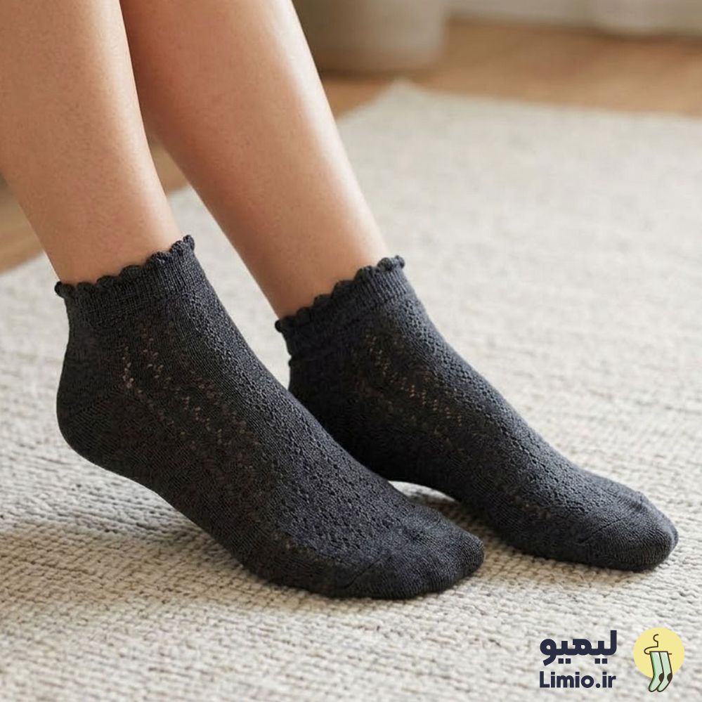 جوراب مچی زنانه طرح سوزنی نخ پنبه خارجی کد 129