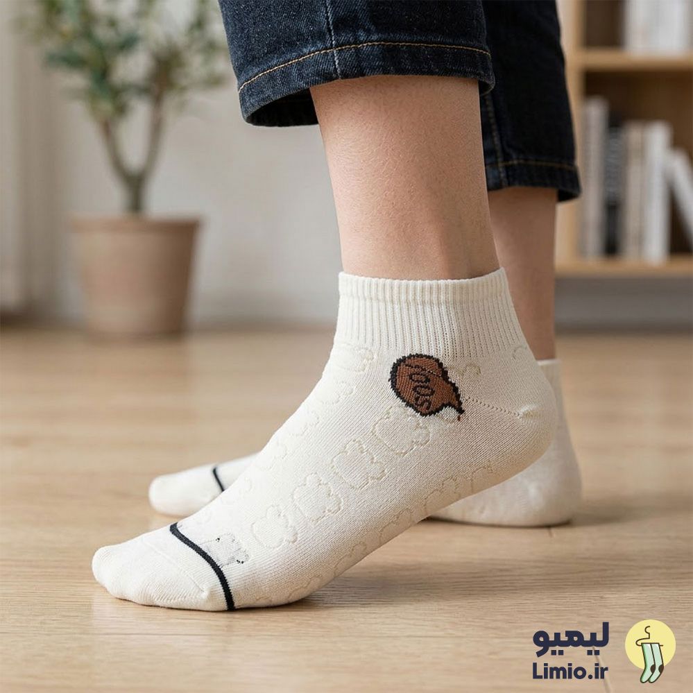 جوراب مچی فانتزی زنانه طرح دار نخ پنبه خارجی کد 141