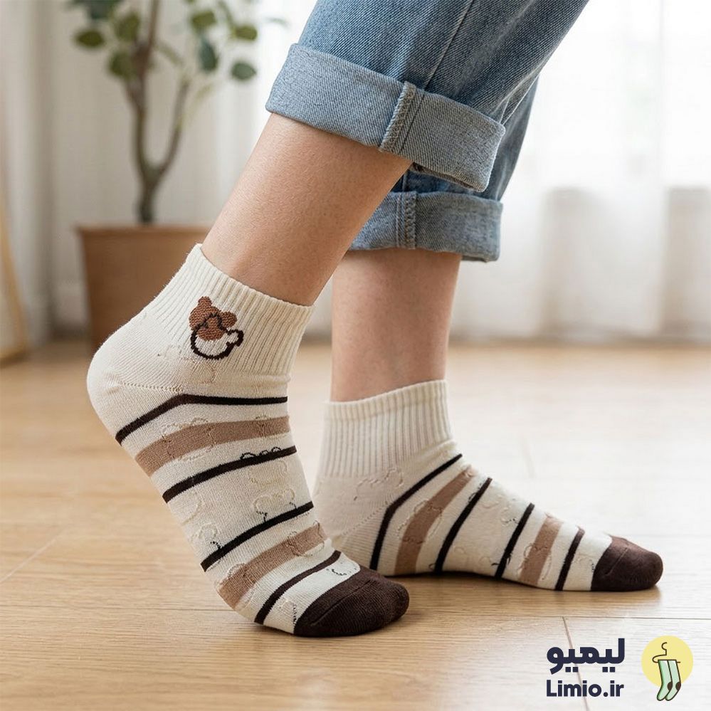 جوراب مچی فانتزی زنانه طرح دار نخ پنبه خارجی کد 142