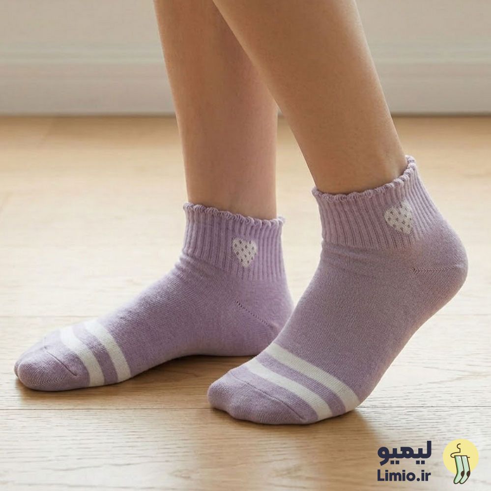 جوراب مچی فانتزی زنانه طرح قلب نخ پنبه خارجی کد 144
