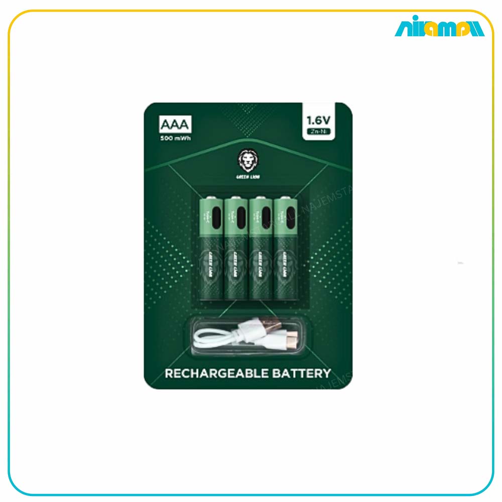 باتری قابل شارژ نیم قلمی گرین لاین مدل Rechargeable Battery AAA 1.6V