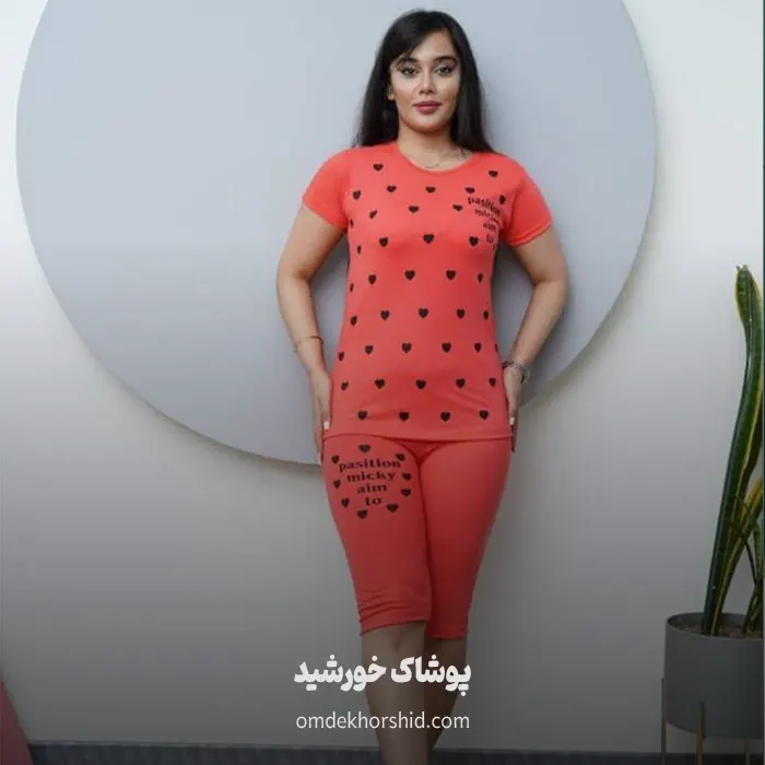 ست تیشرت شلوارک چاپی قلب