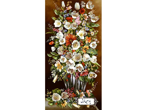 نخ و نقشه تابلو فرش طرح گلدان عمودی - کد NG1604