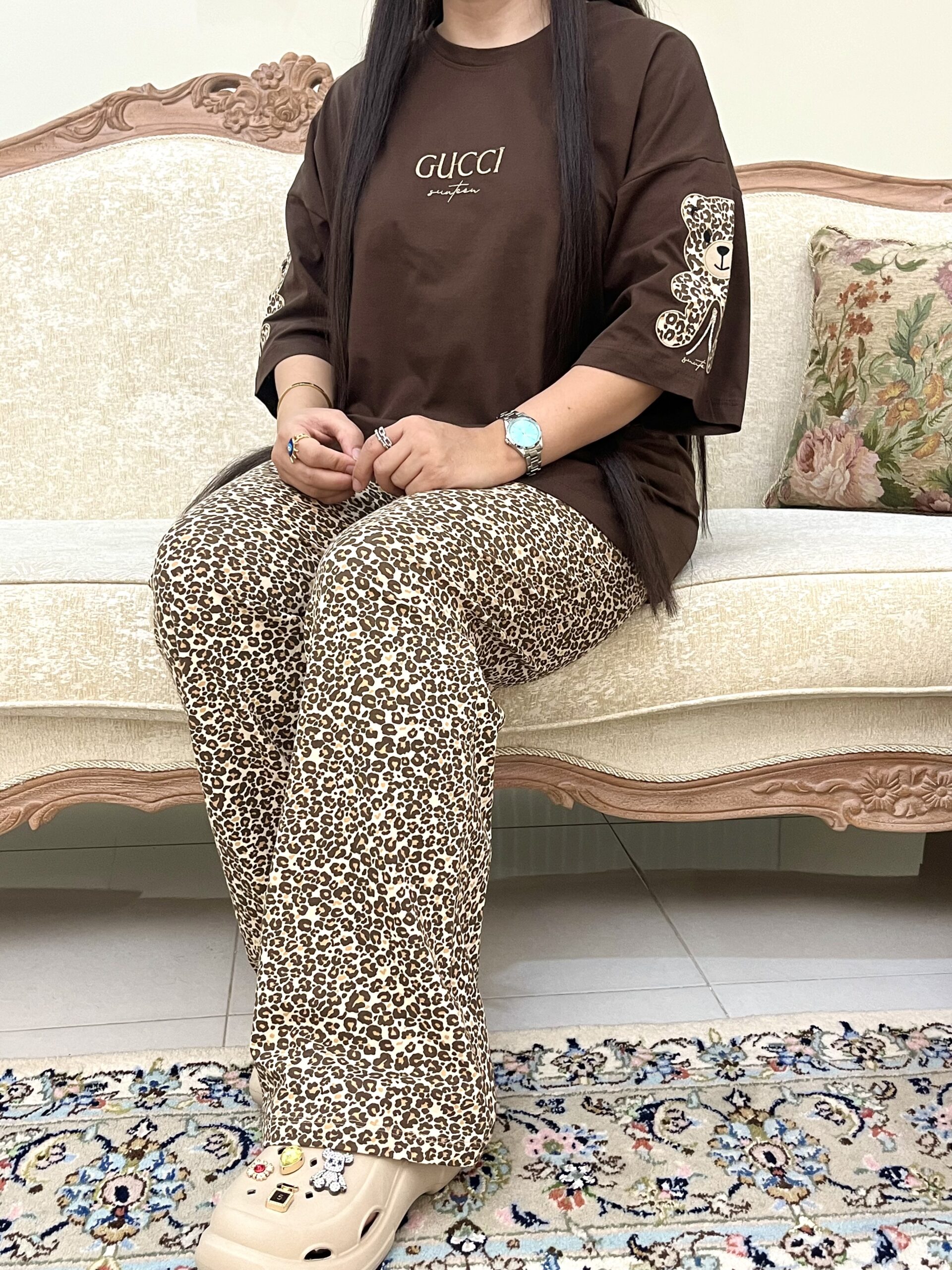 ست تدی آستین پلنگی