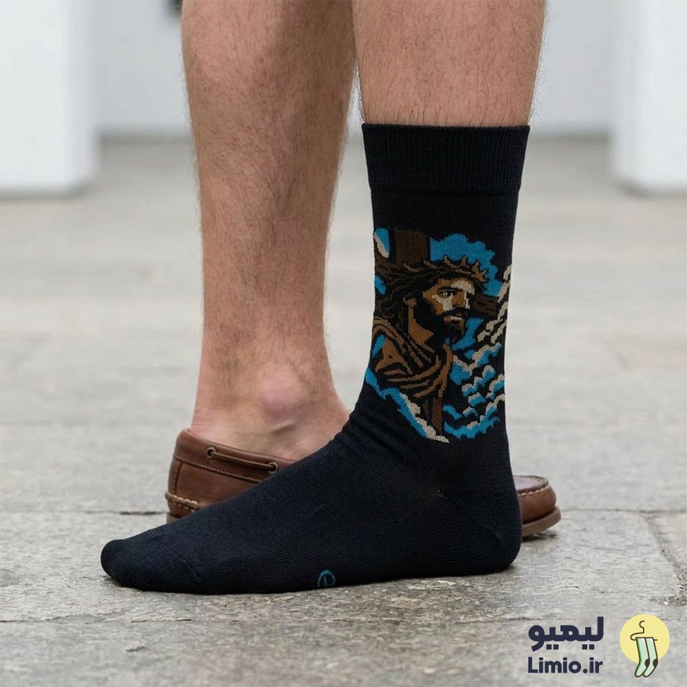 جوراب ساق دار فانتزی طرح مسیح نخ پنبه خارجی کد 160