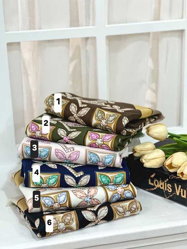 روسری ابریشم توییل طرح لویی ویتون کد ۹۵۸ - 4