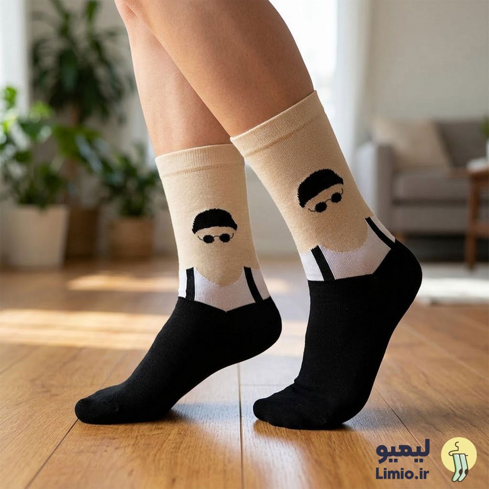 جوراب ساق دار فانتزی طرح لئو نخ پنبه خارجی کد 168