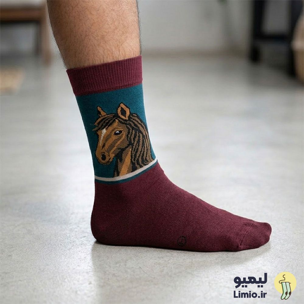 جوراب ساق دار فانتزی طرح اسب نخ پنبه خارجی کد 170