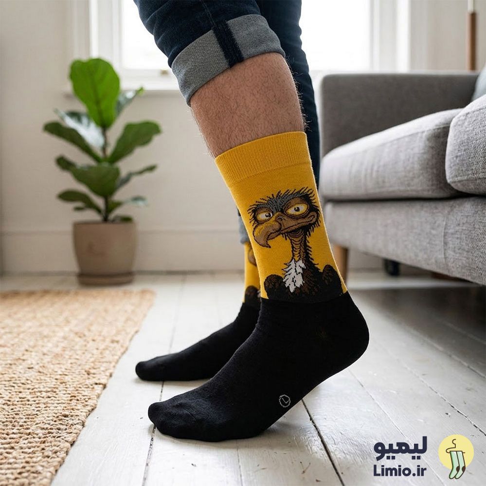 جوراب ساق دار فانتزی طرح کرکس نخ پنبه خارجی کد 175