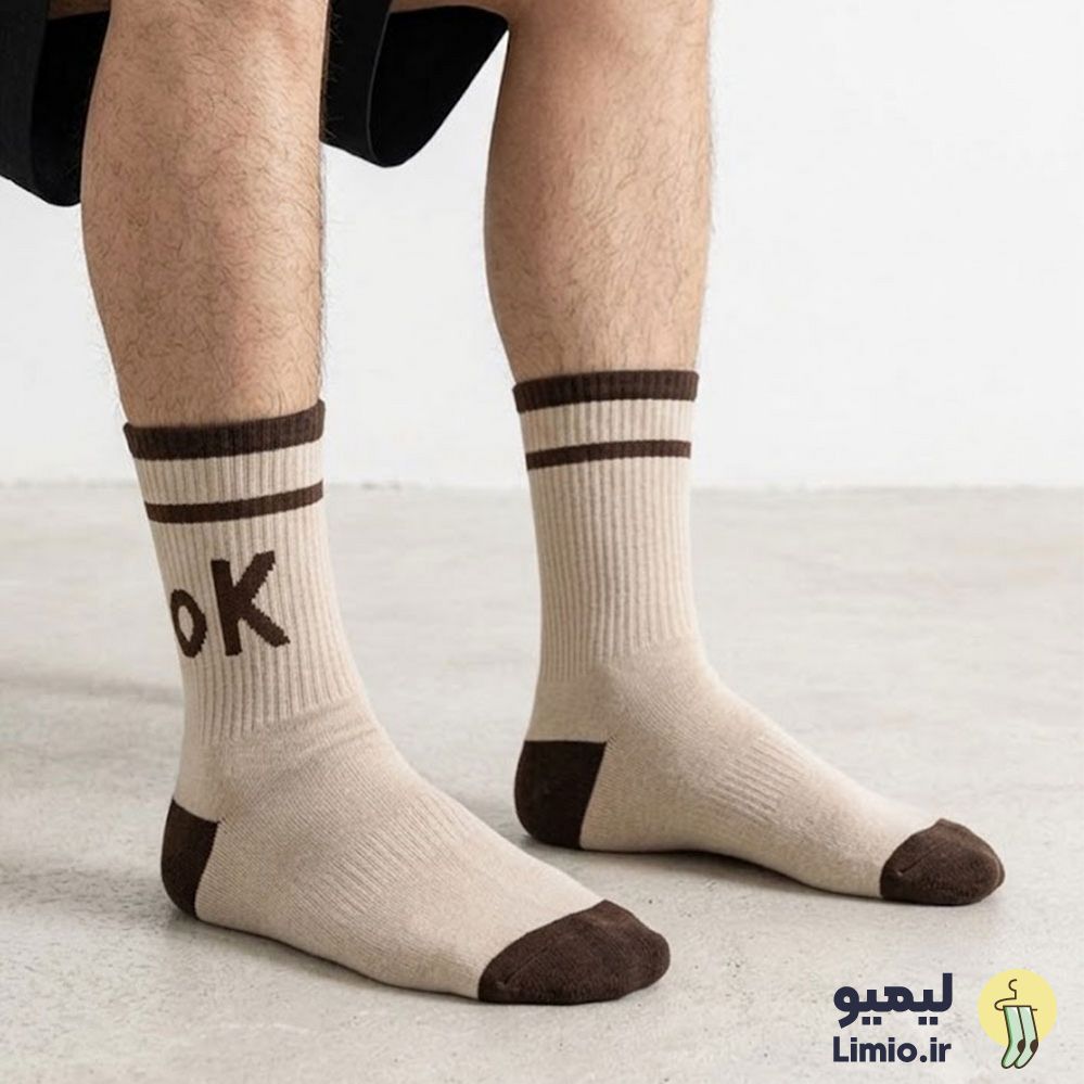 جوراب ساق دار فانتزی طرح OK نخ پنبه خارجی کد 171