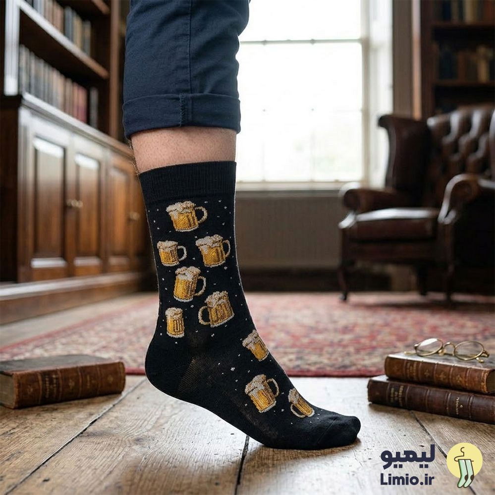 جوراب ساق دار فانتزی طرح آبجو نخ پنبه خارجی کد 172