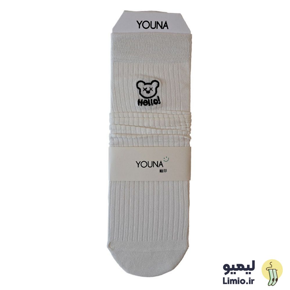 جوراب ساق دار فانتزی چین دار YOUNA نخ پنبه خارجی کد 186