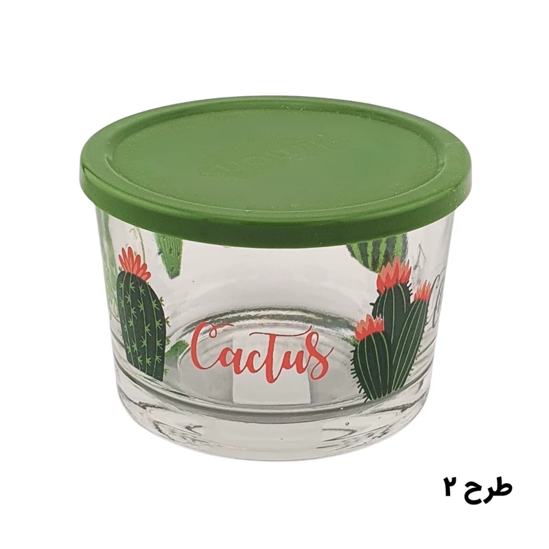 ظرف شیشه ای دربدار 190 میلی لیتر چاپدار لیمون کد 206835 - کاکتوس 2