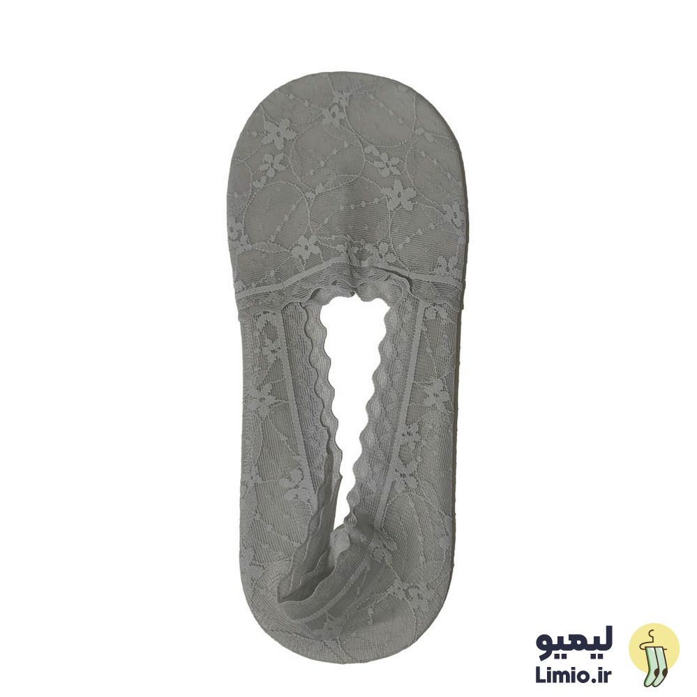 جوراب کالجی فانتزی زنانه رویه توری طوسی روشن نخ پنبه خارجی کد 201