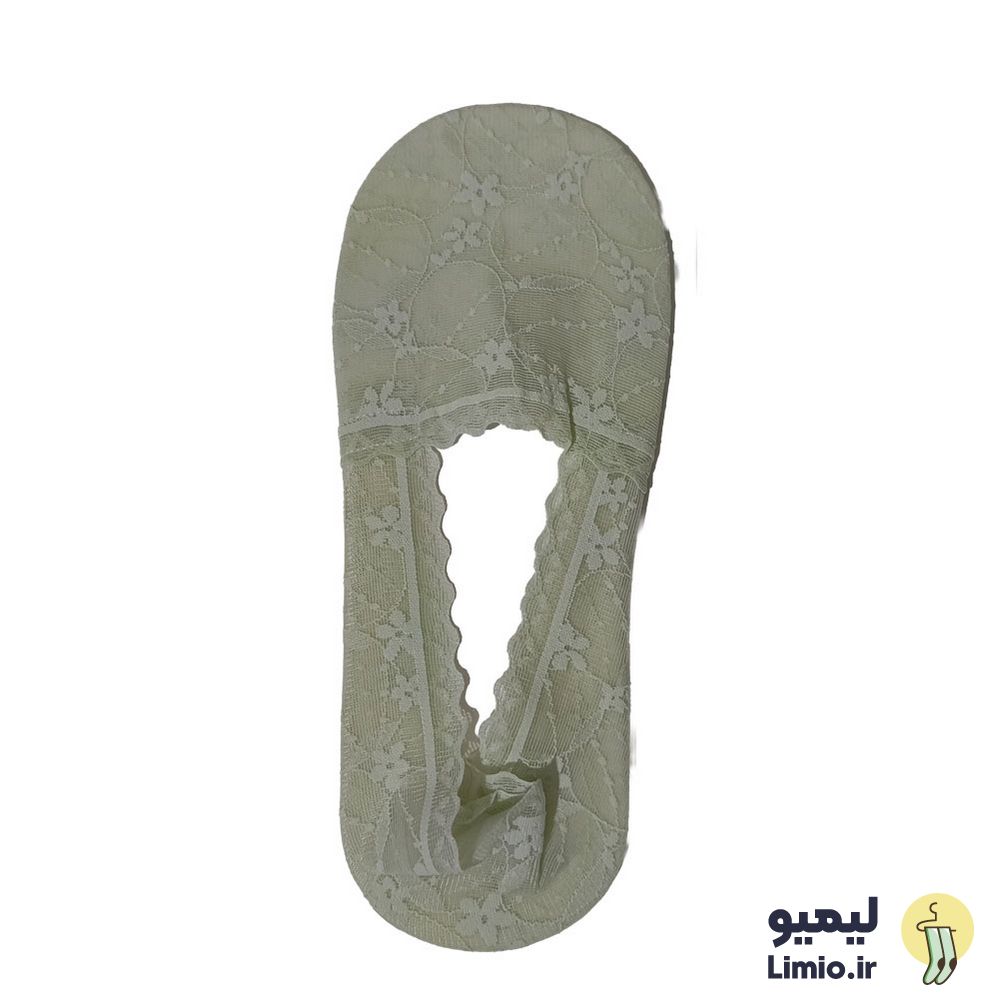 جوراب کالجی فانتزی زنانه رویه توری سبز پاستیلی نخ پنبه خارجی کد 200