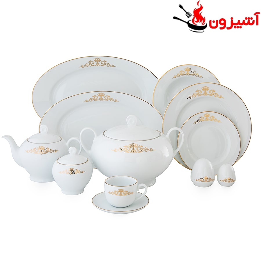 سرویس 102 پارچه 12 نفره طرح کوئین طلایی