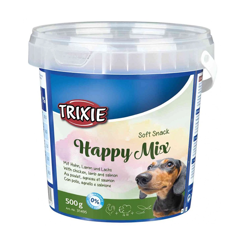 اسنک نرم تریکسی مدل Trixie Soft Snack Happy Mix with chicken, lamb &amp; salmon وزن 500 گرم