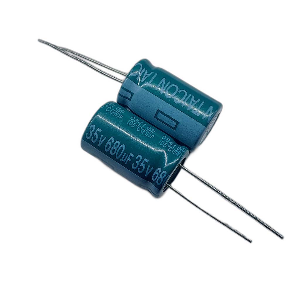 خازن الکترولیتی 680uF / 35V مارک TAICON P(PW) سایز 12.5mmx20mm