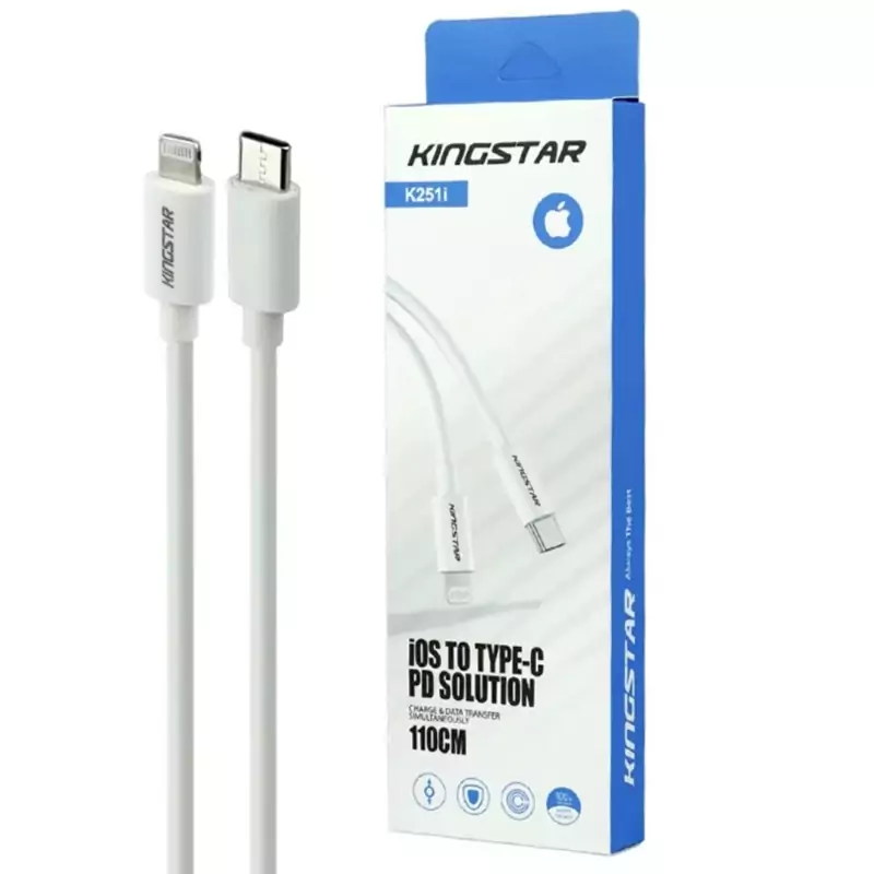 کابل شارژ USB-C به lightning کینگ استار مدل KINGSTAR K251i طول 110CM