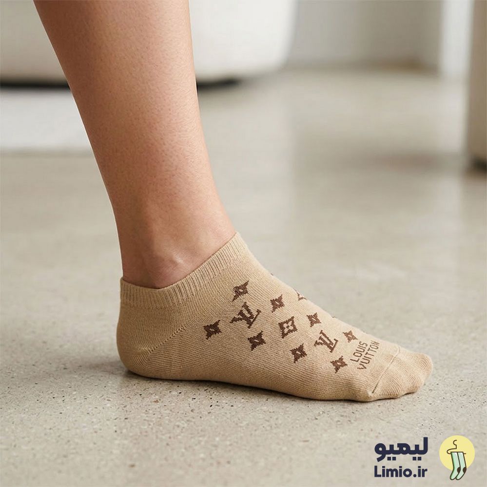 جوراب مچی فانتزی زنانه طرح لویی ویتون نخ پنبه خارجی کد 139