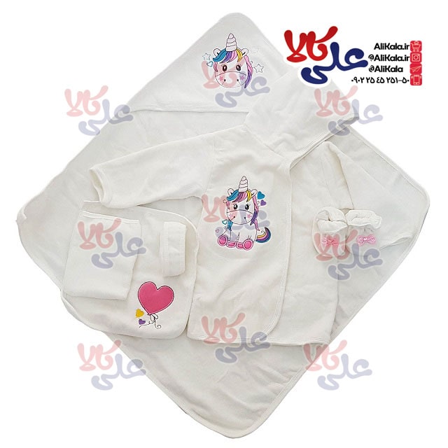 ست 5 تکه حوله نوزادی بلیکا طرح تک شاخ