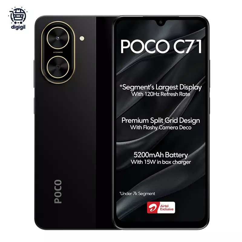 گوشی موبایل شیائومی مدل Poco C71 ظرفیت 64 گیگابایت رم 3 گیگابایت - مشکی