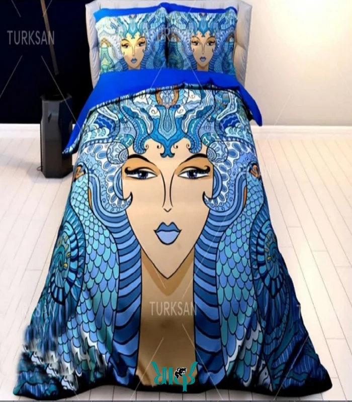 روتختی آبی طرح ملکه دونفره کد d407