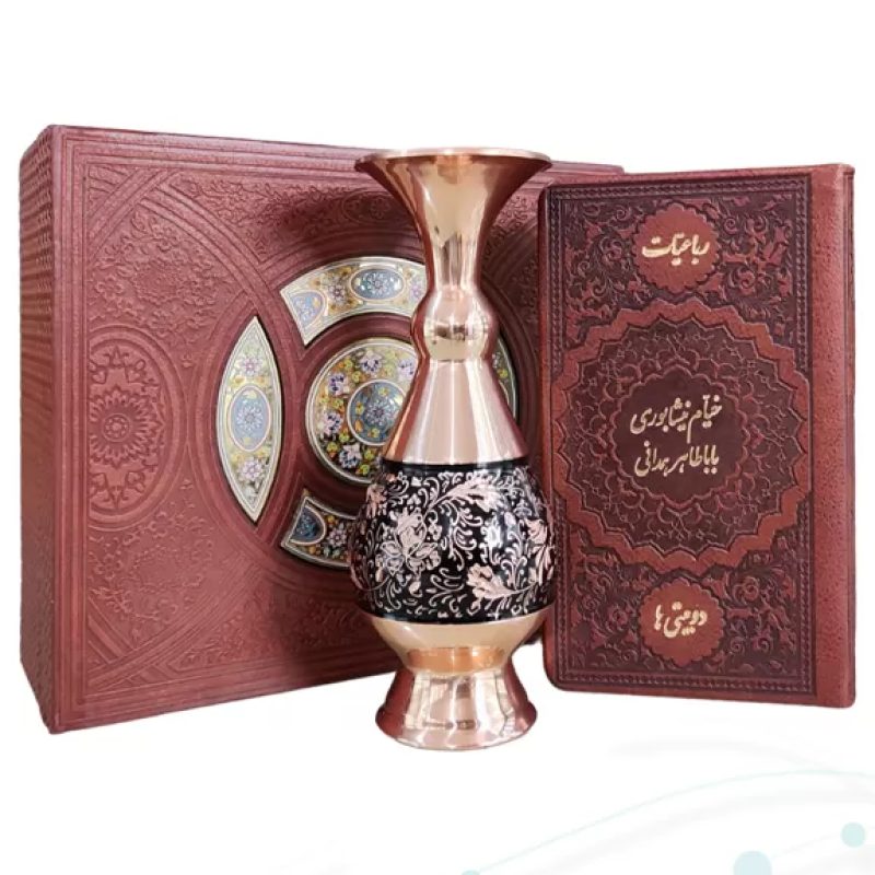 خیام و باباطاهر پالتویی چرم با گلدان الماس تراش