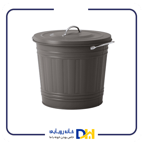 سطل فلزی درب دار طوسی ایکیا KNODD