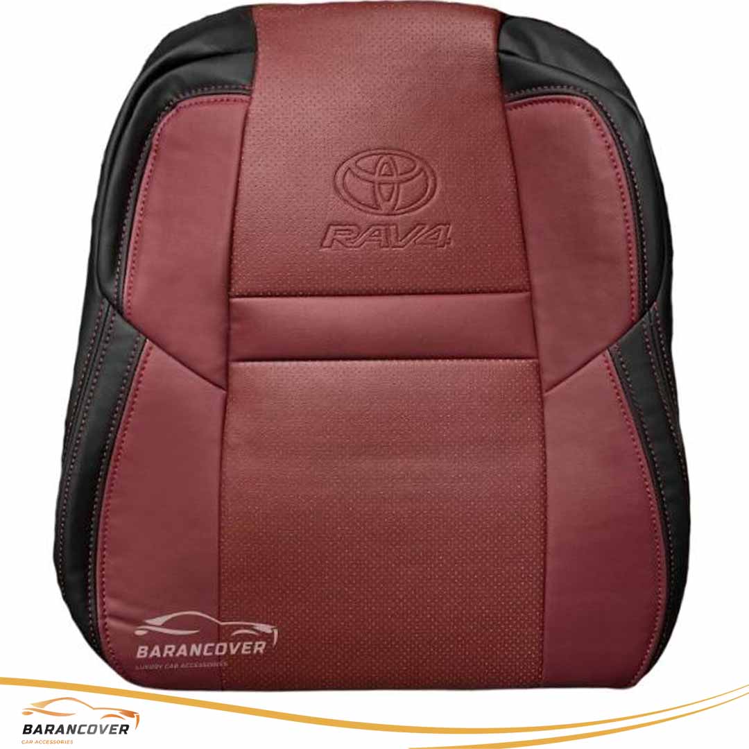 روکش صندلی تویوتا رافور RAV4 2013-2018 چرم رنگ زرشکی پشت مشکی