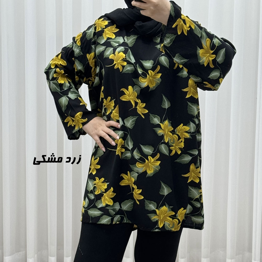 تونیک نخی طرحدار کد A1790 - زرد مشکی