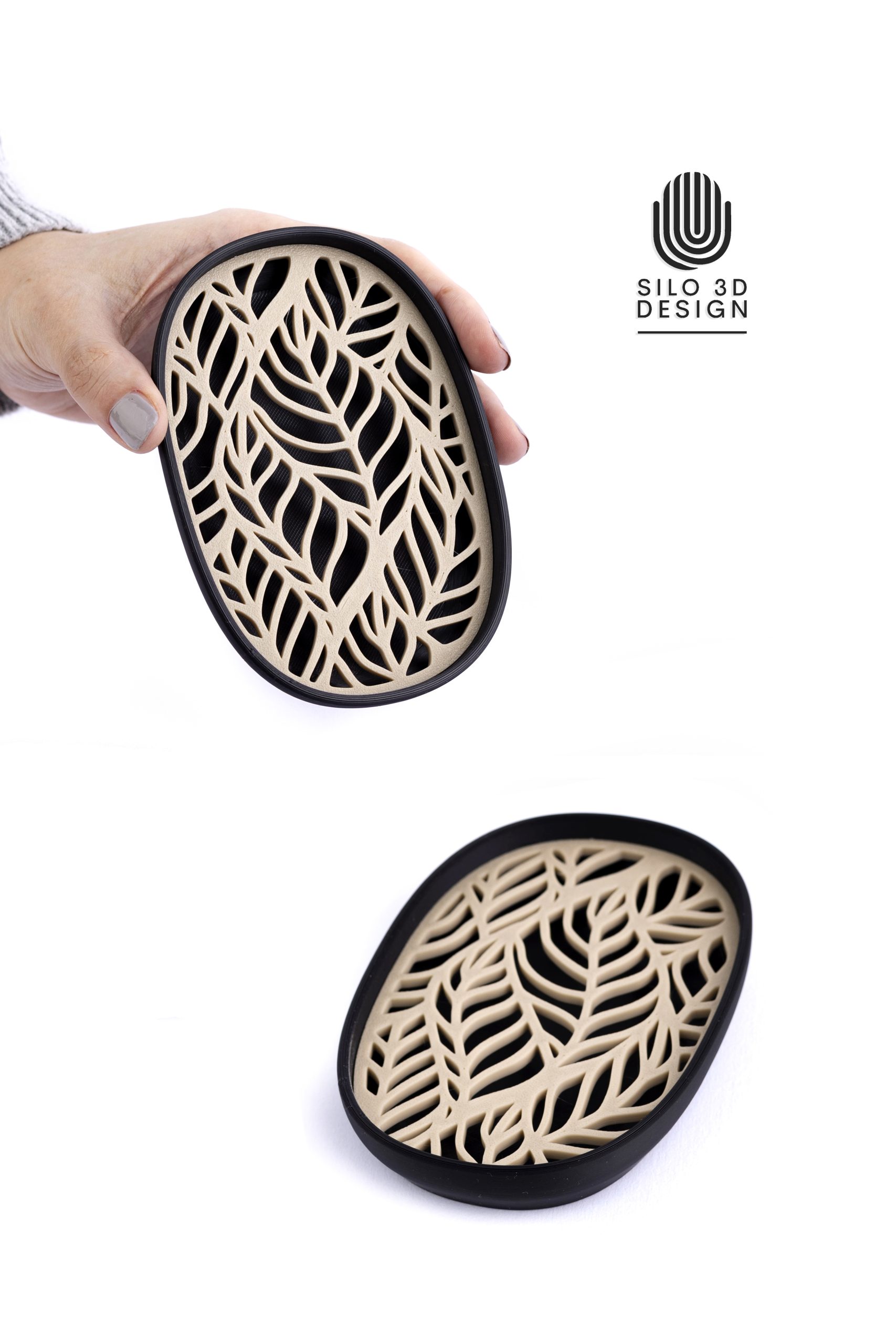 جاصابونی مدل 3 بیضی دورنگ - طرح شاخه
