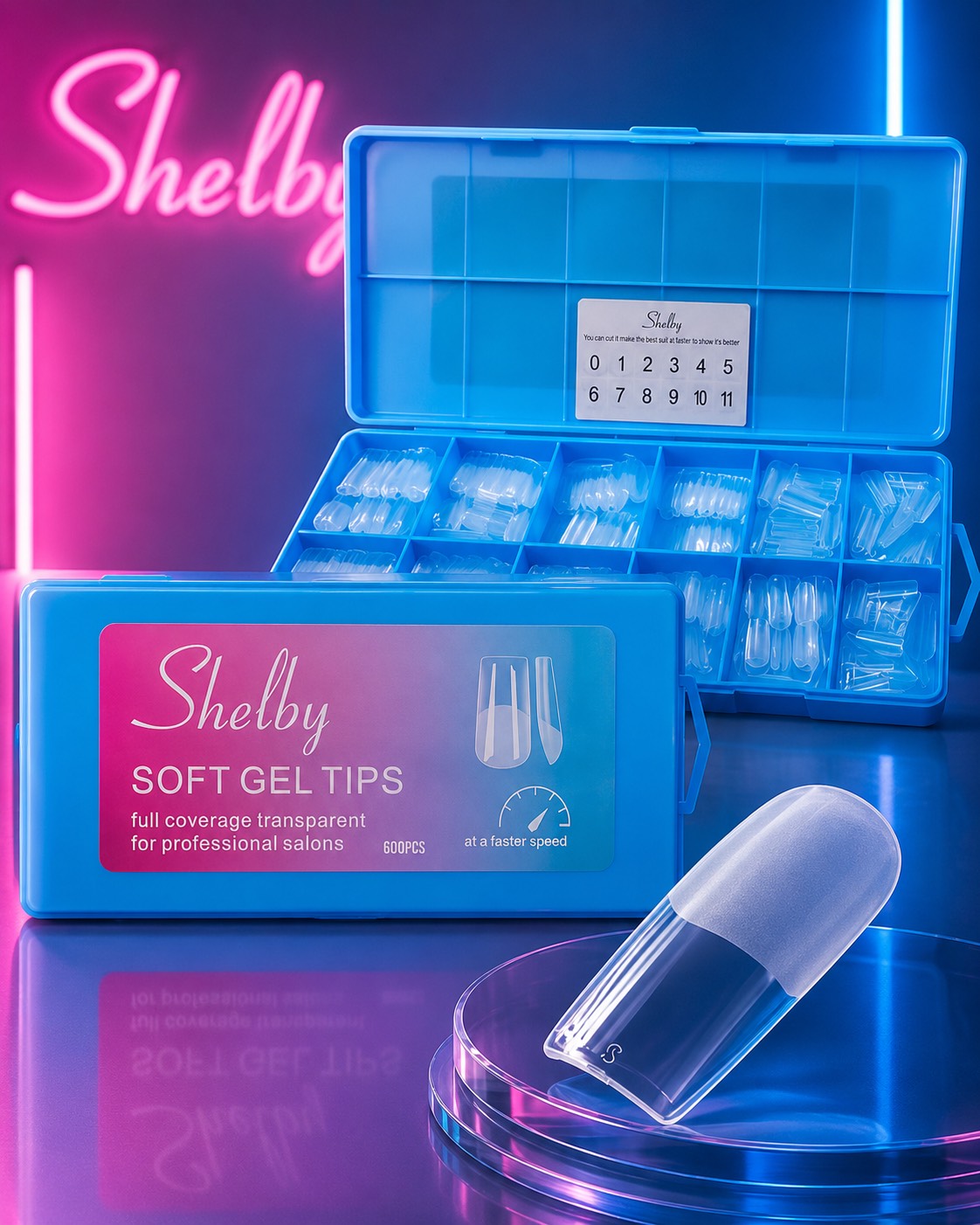 ژل تیپس ناخن مدل مربع تینا - ۶۰۰ عددی - شلبی Shelby