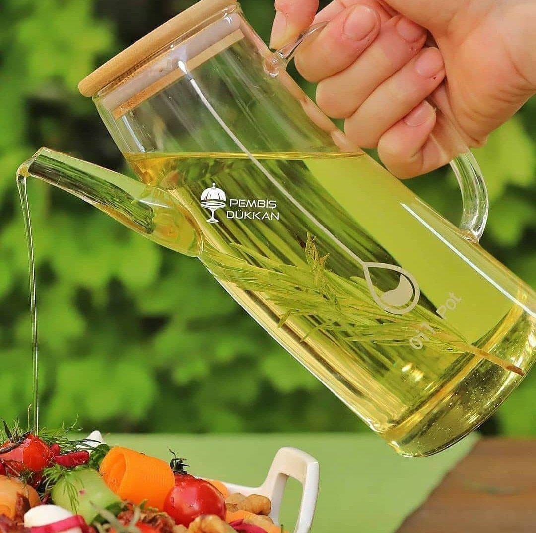 ظرف روغن ریز درب بامبو arow