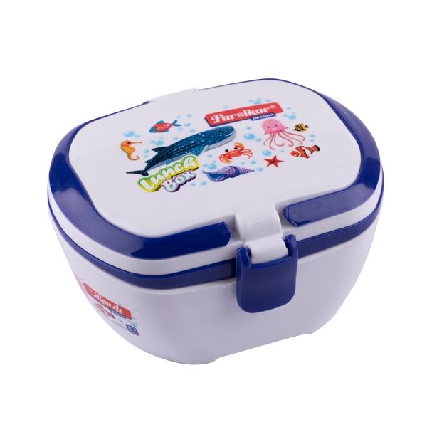 ظرف غذا مایکروفری دو طبقه دو دسته مستطیل کد JM5000A پارسیکار - آبی