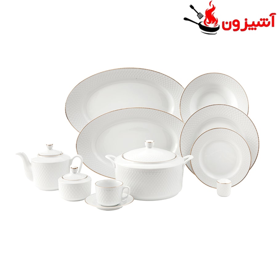 سرویس 102 پارچه 12 نفره طرح زرین لب طلایی