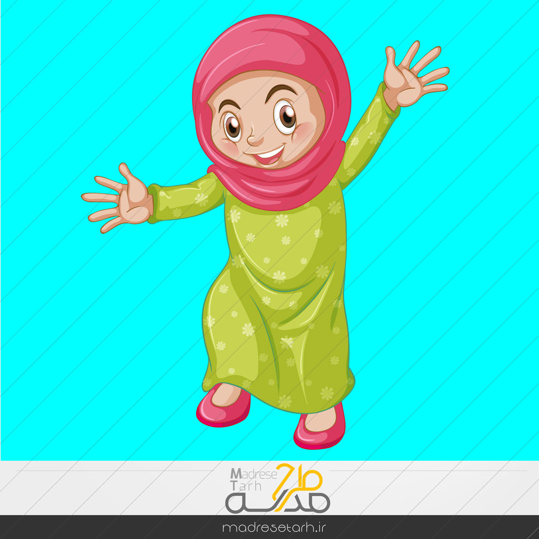 وکتور کاراکتر کارتونی دختر شاد