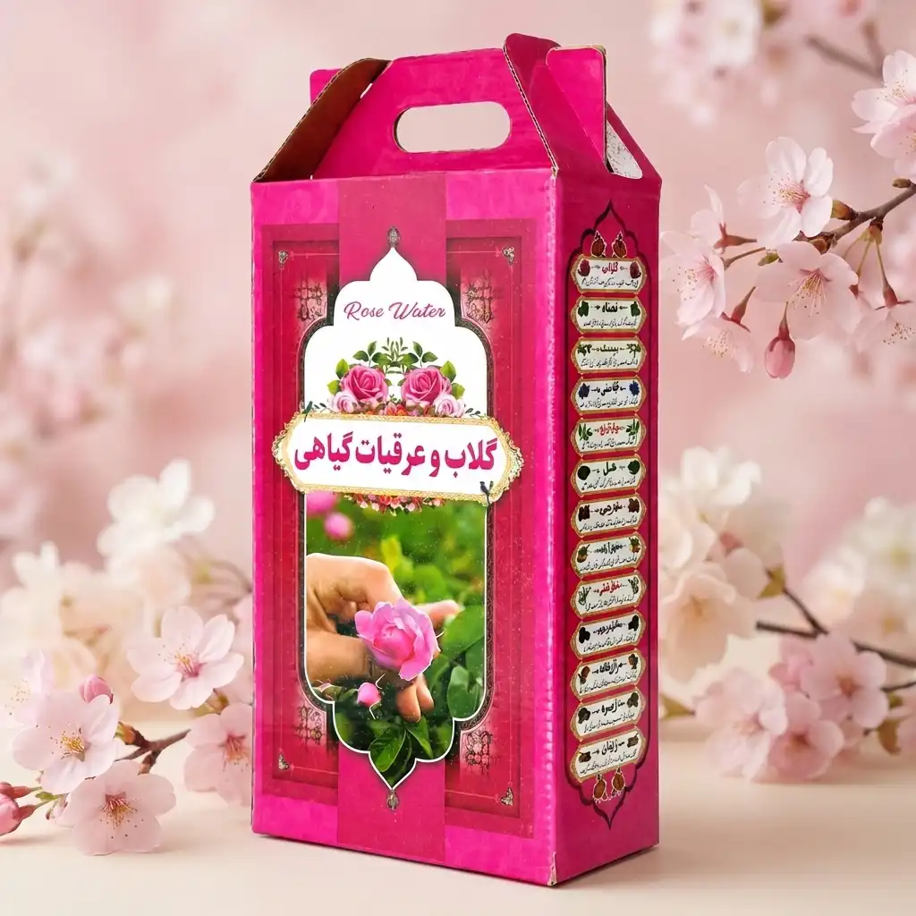 باکس هدیه عرقیات و شربت، مدل نوبهار، ظرفیت دوتایی l فخرآوران