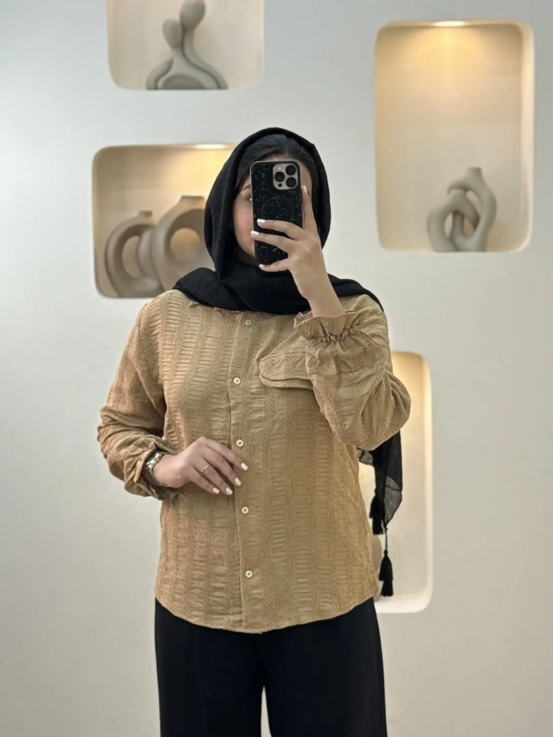 شومیز آستین شیپوری-7814 - نسکافه ای