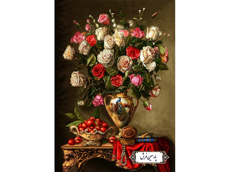 نخ و نقشه تابلو فرش طرح گلدان مجلسی - کد NG1667